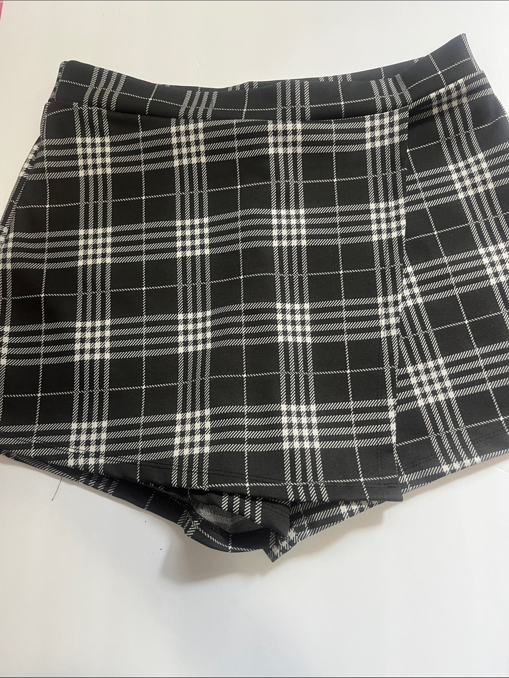 Love Tree Black & White Plaid High-Waist Skort
